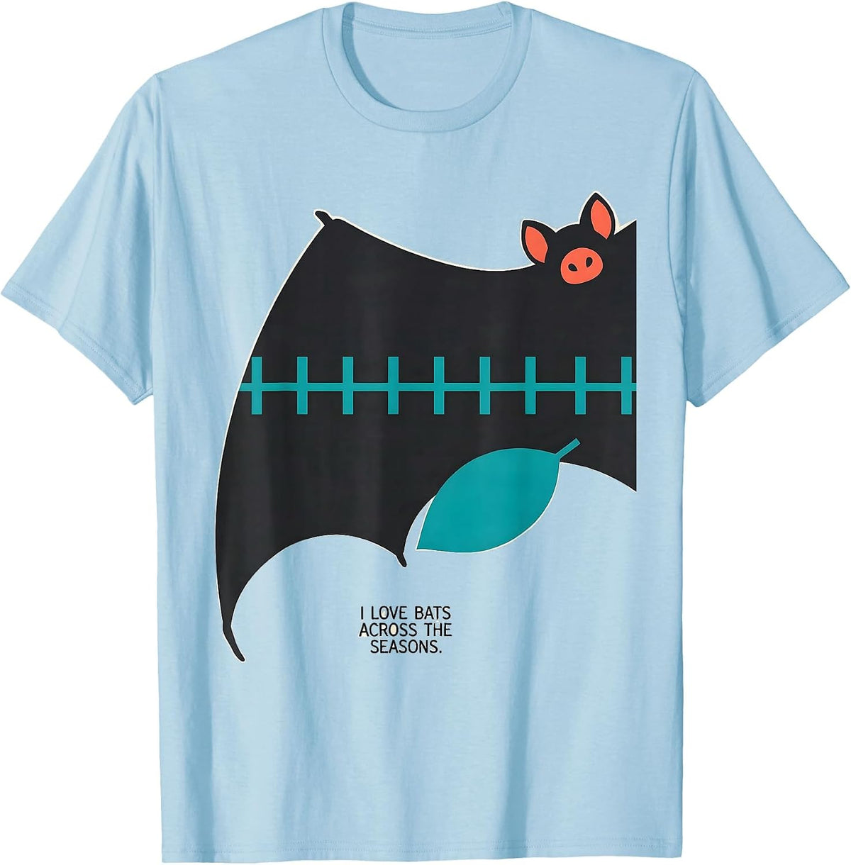 Men's I Love Bats Across The Seasons Vintage Bat Lover Halloween T-Shirt - Baby Blue