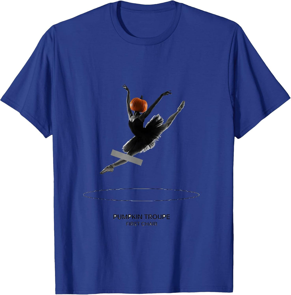 Pumpkin Troupe First Chair Minimalist Halloween Ballerina T-Shirt - Royal Blue
