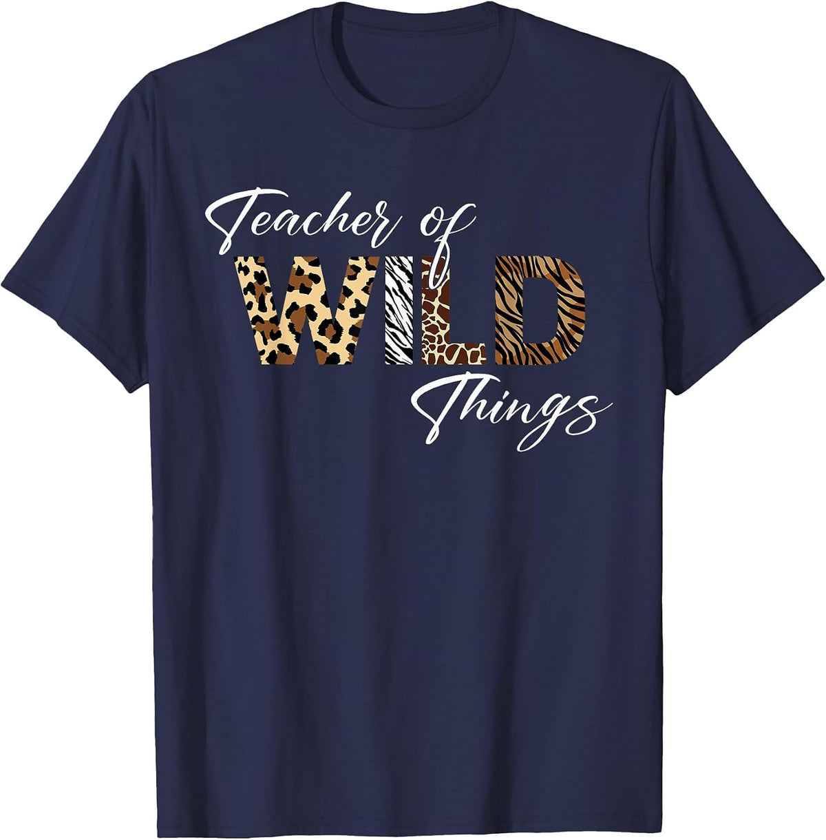 Teacher of Wild Things Back to School T-Shirt - Navy Blue