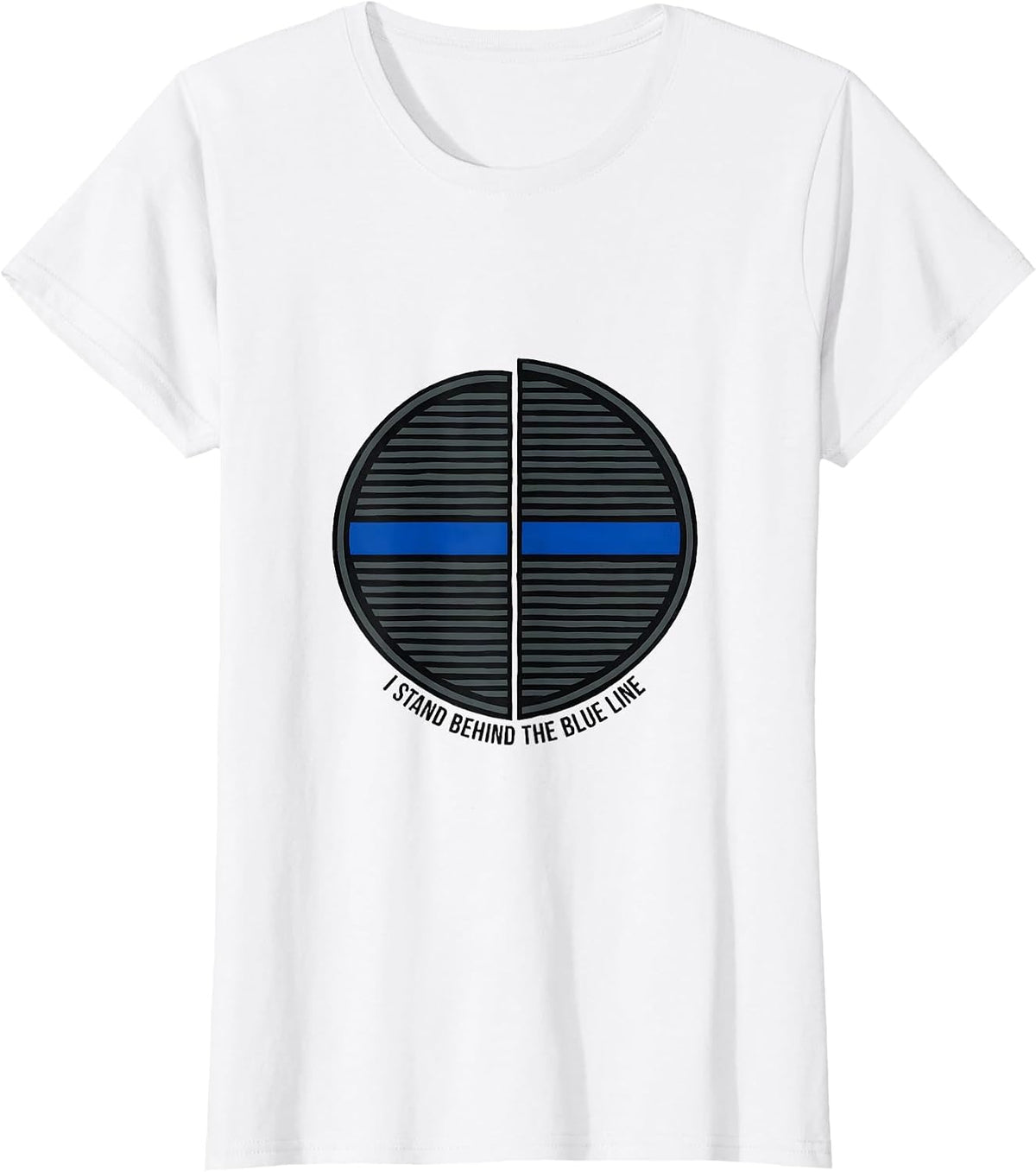 I Stand Behind The Blue Line Thin Blue Line Police Support T-Shirt - White