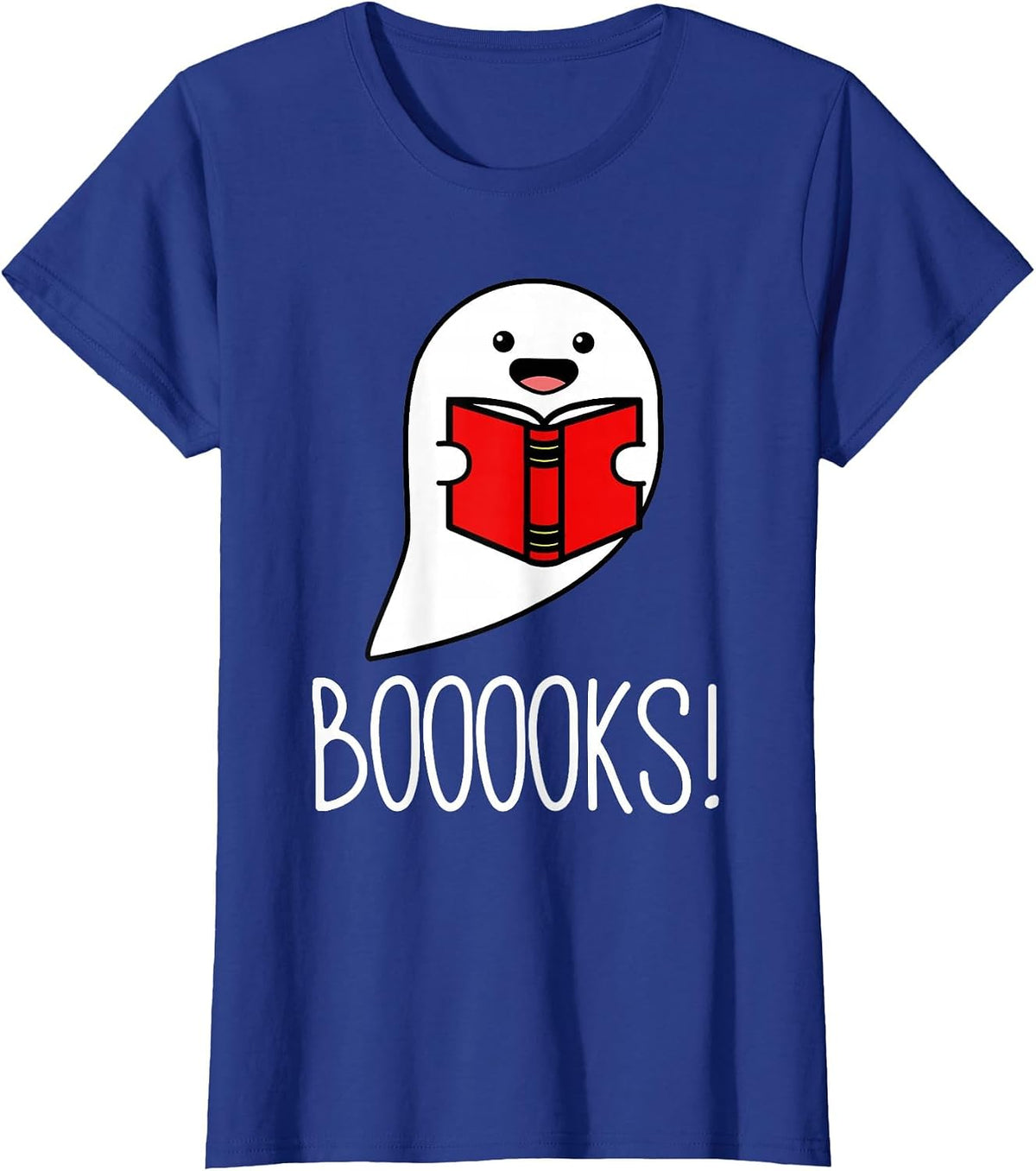 Booooks Funny Halloween Reading Teacher Ghost Librarian T-Shirt - Royal Blue