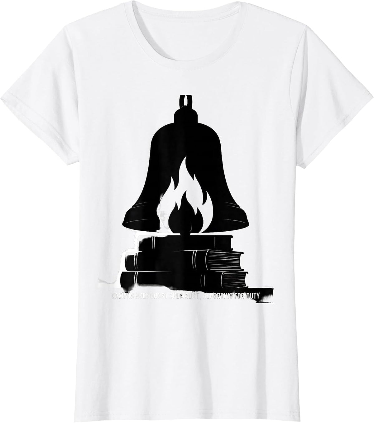 Women's Campus Holy Ghost Specialist, Reporting For Duty Spooky T-Shirt - White