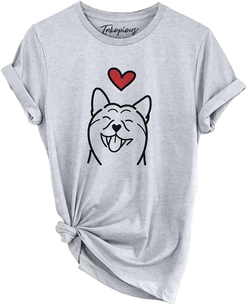 Inkopious Love Always Shiba Inu T-Shirt - Unisex Grey Crewneck