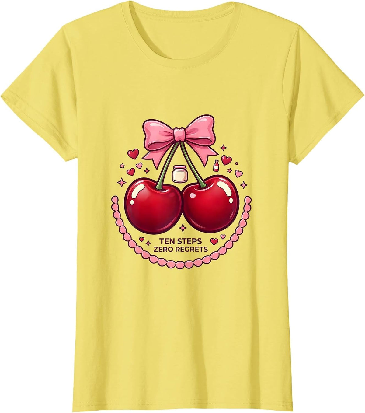 K-Beauty Skincare Routine Ten Steps Zero Regrets T-Shirt - Lemon Yellow