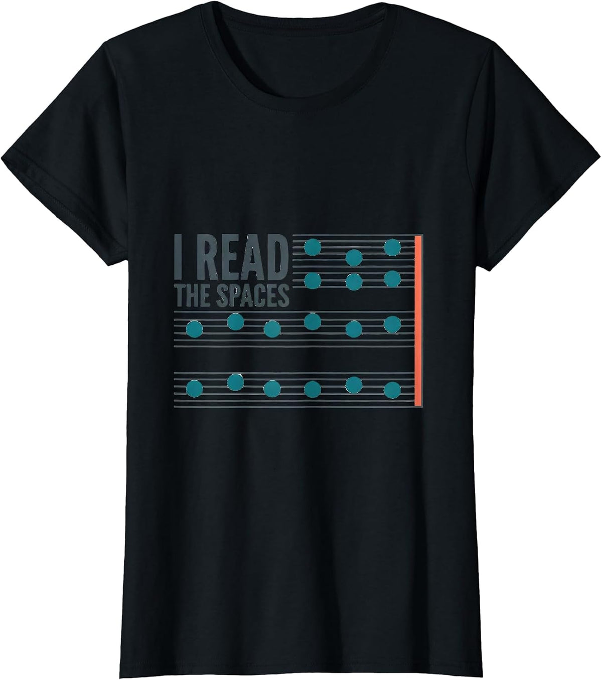 Women's I Read The Spaces Funny Musician Band Member Music Teacher T-Shirt - Black