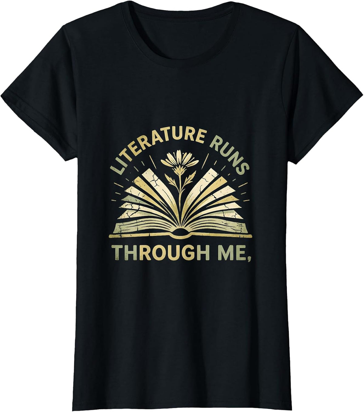 Literature Runs Through Me Book Character Teacher T-Shirt - Black