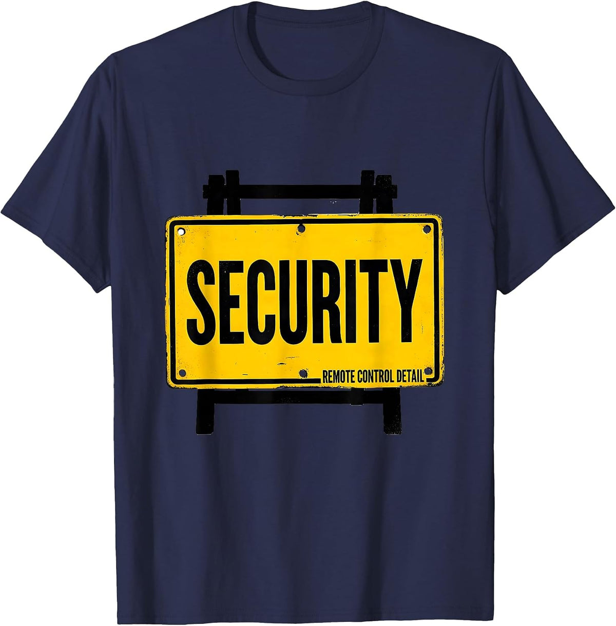 Security - Remote Control Detail Funny Security Guard T-Shirt - Navy Blue