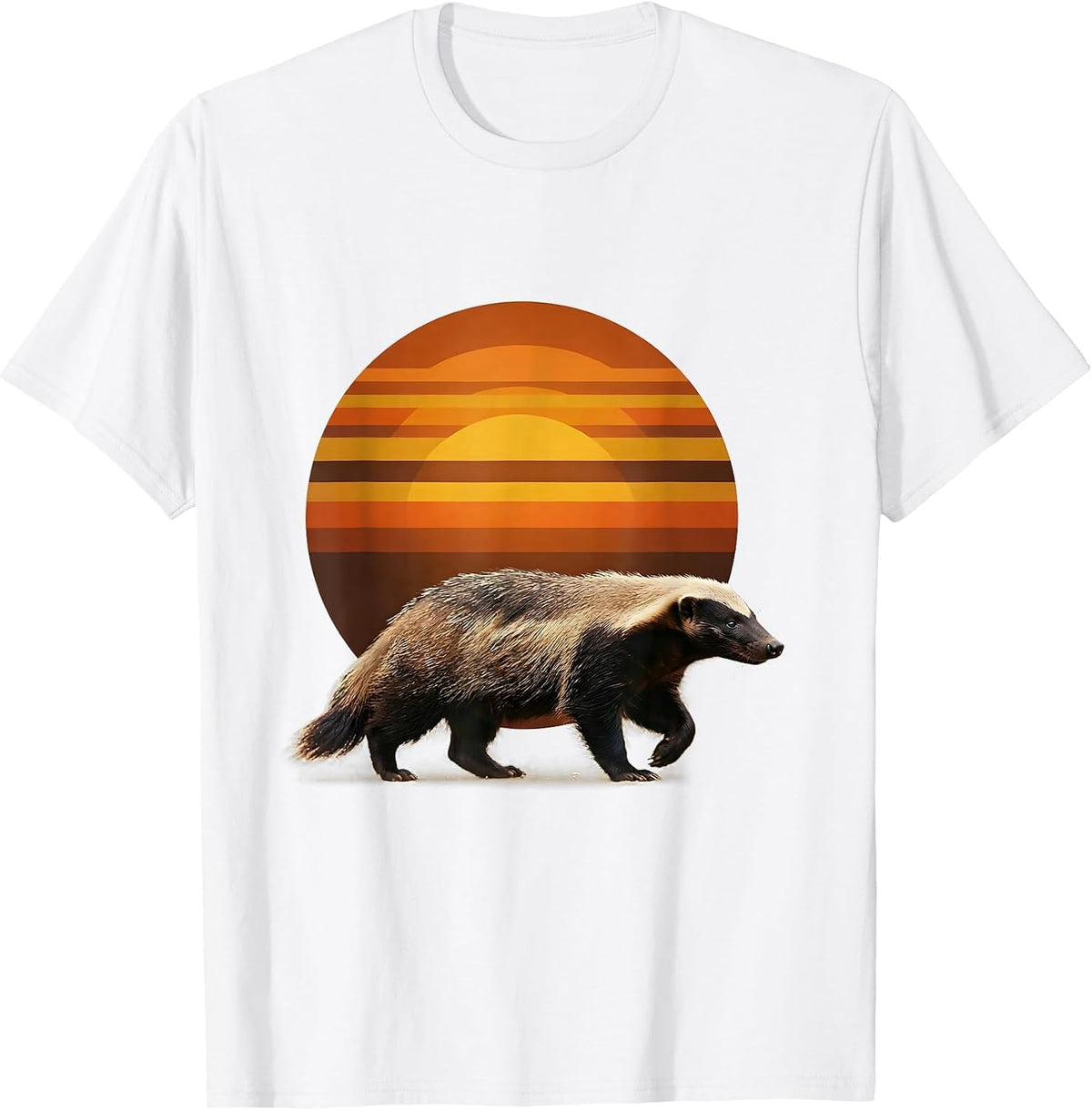 Honey Badger Retro 70s Animal Humor T-Shirt - White