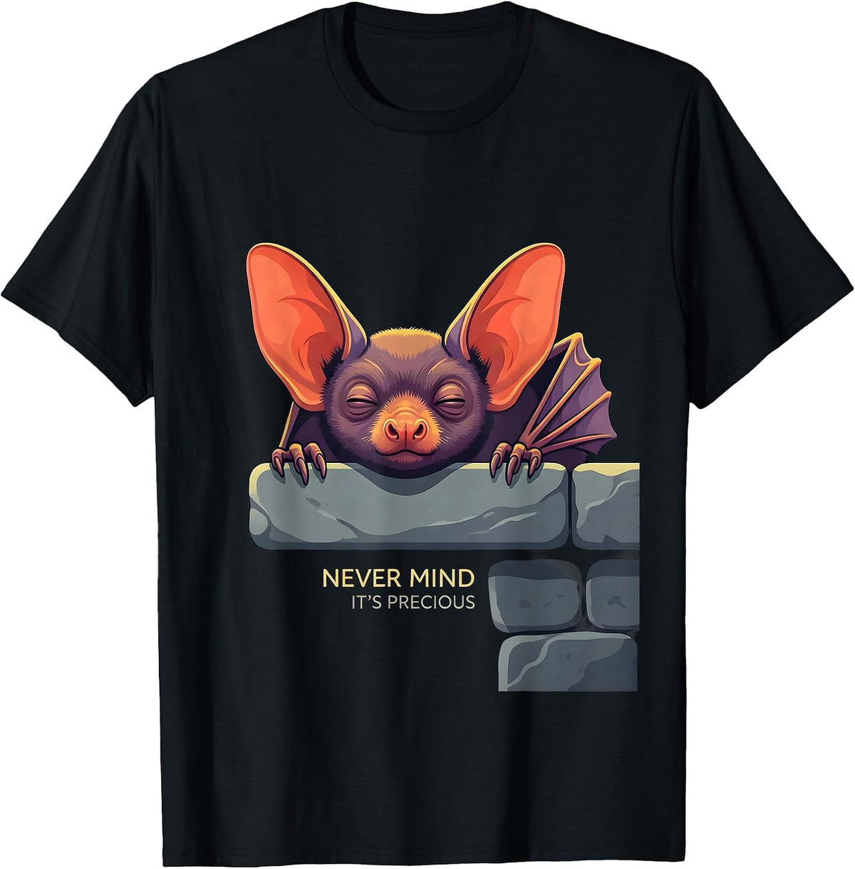 Men's Never Mind, It's Precious Vintage Bat Lover Halloween Nature T-Shirt - Black