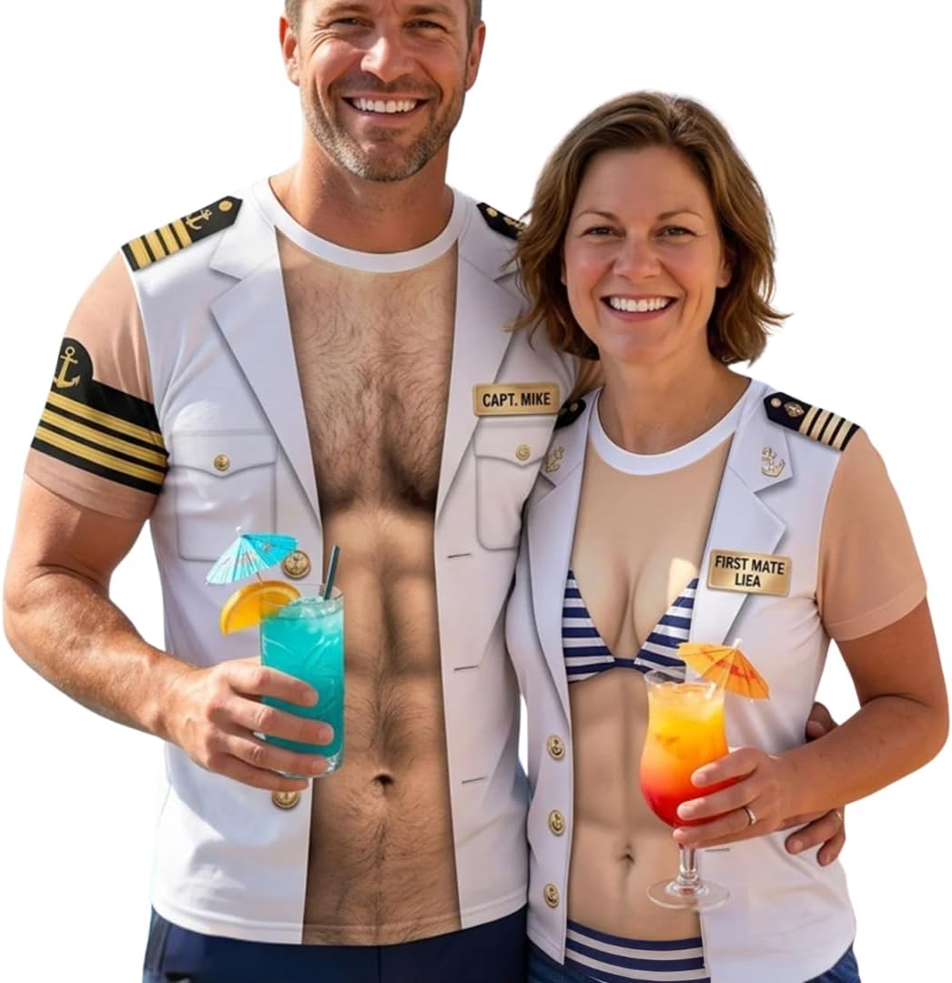 Customized Funny Captain Sailor Uniform 3D Graphic T-Shirt - A3