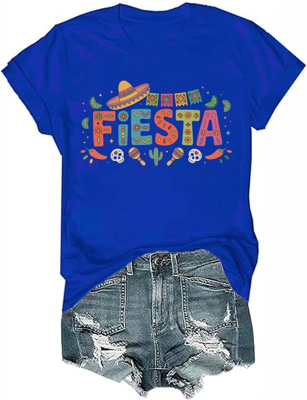 Mexican Cinco De Mayo Fiesta T-Shirt Cinco De Mayo Shirts for Women Men Funny Fiesta Party Shirt - Crewneck Royal Blue