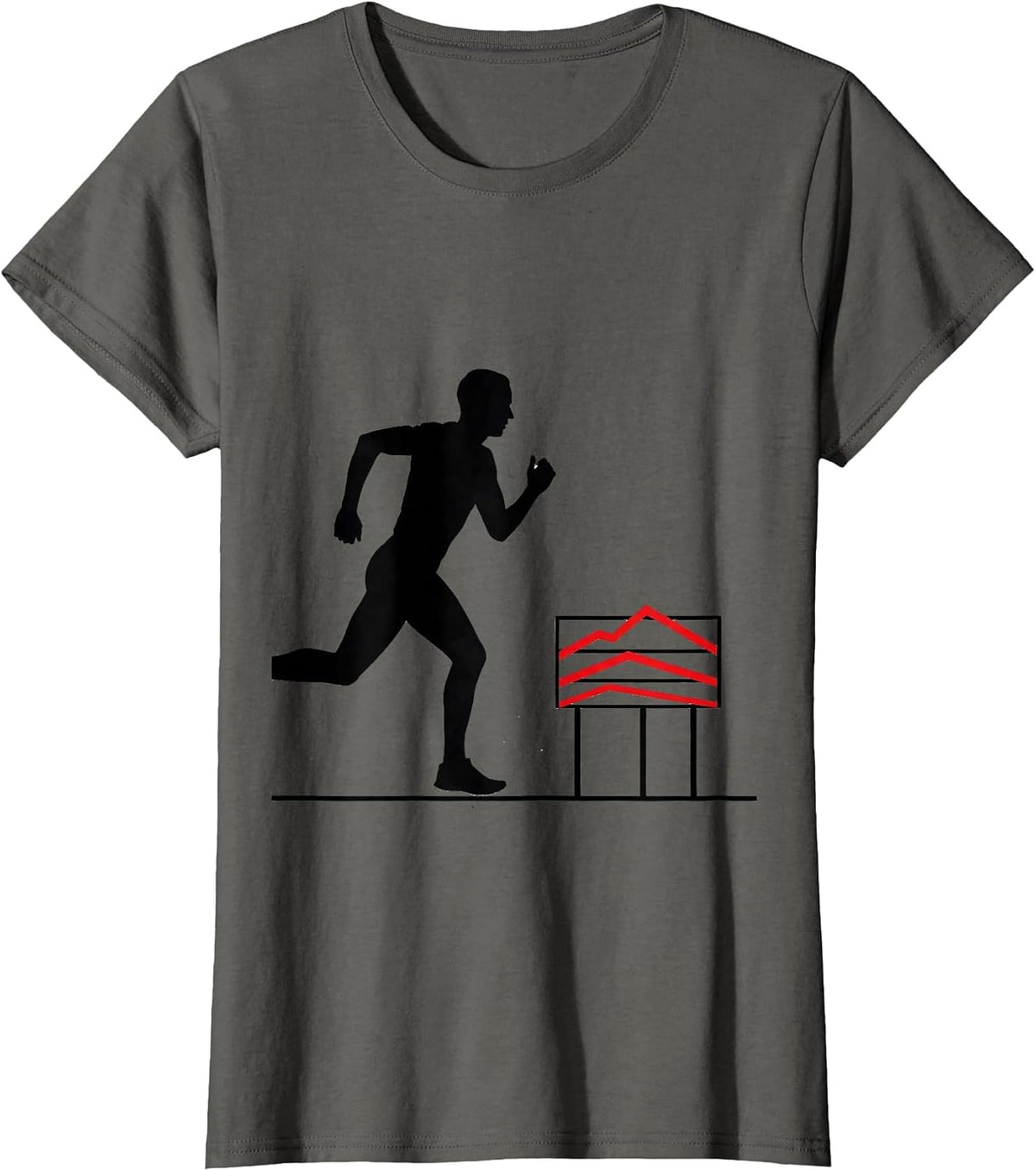 Women's Runner Silhouette Cross Country Running Humor Gift T-Shirt - Asphalt Grey