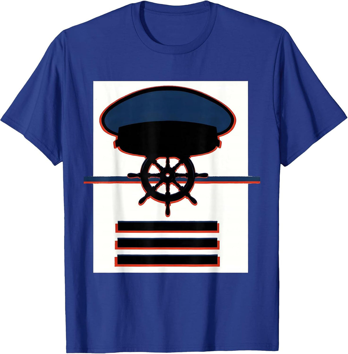 Men's Captains Cap Screenprint Humor Gift T-Shirt - Royal Blue