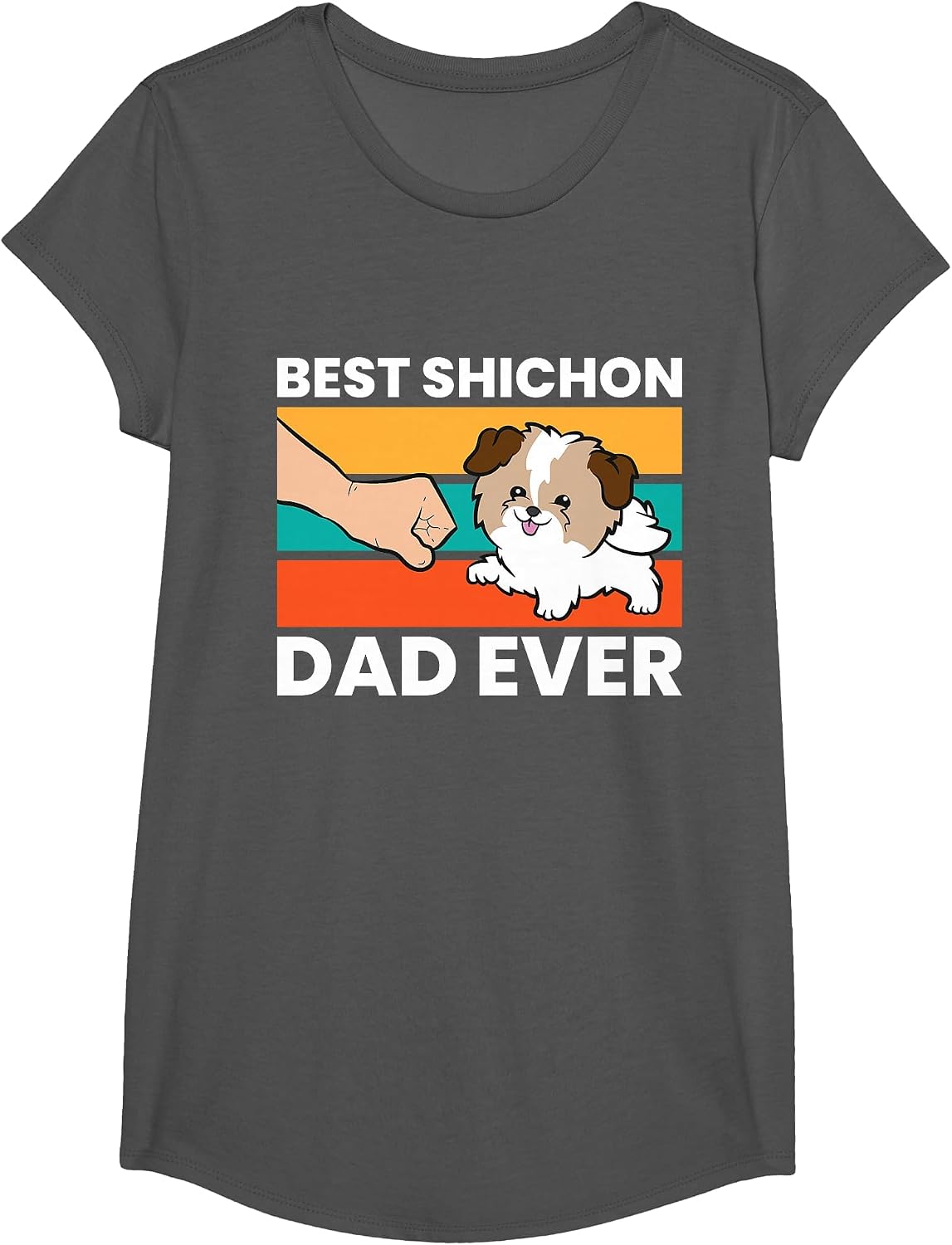Best Shichon Dad Ever T-Shirt - Girls Asphalt Grey