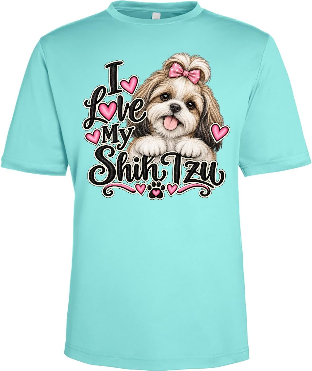 inktastic I Love My Shih Tzu Adult Performance T-Shirt - Chill Blue