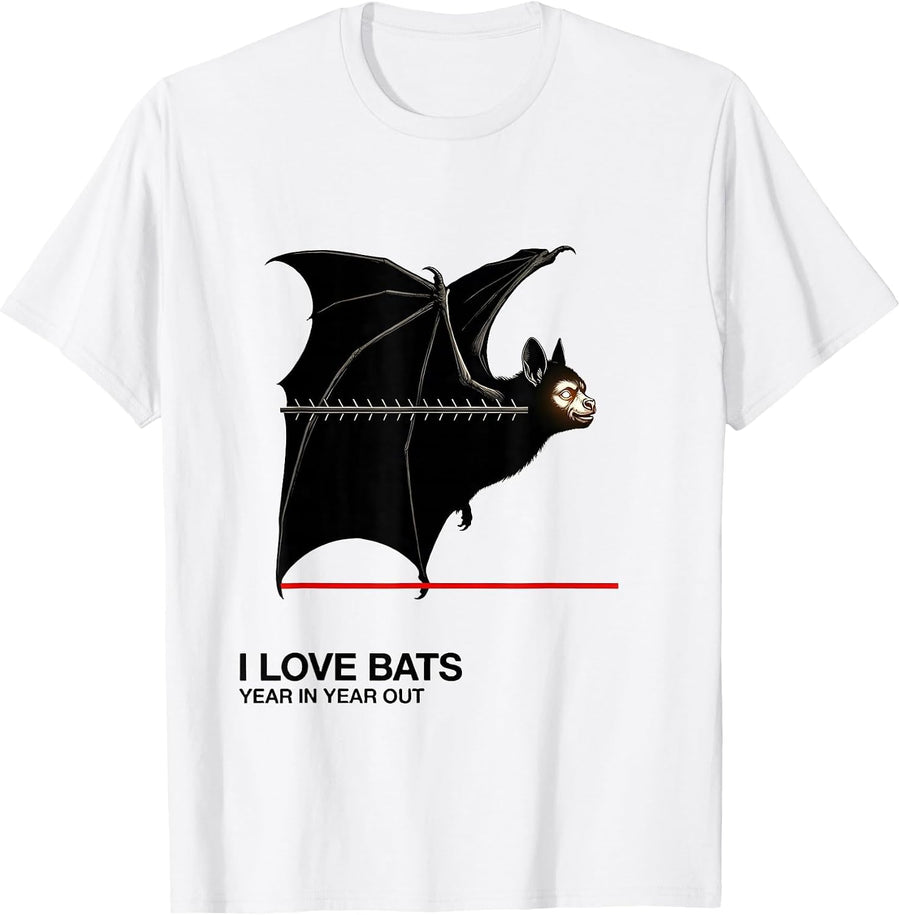 Men's I Love Bats Year In Year Out Vintage Bat Lover Halloween T-Shirt - White