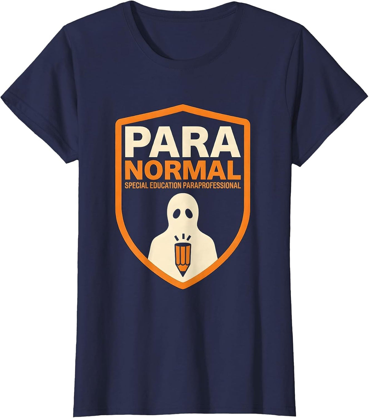 Women's Para Normal Special Education Paraprofessional Ghost T-Shirt - Navy Blue