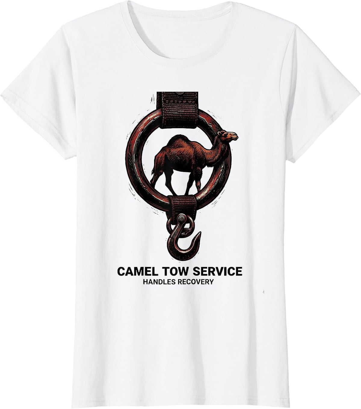 Camel Tow Service Handles Recovery Funny Tow Truck Adult T-Shirt - White