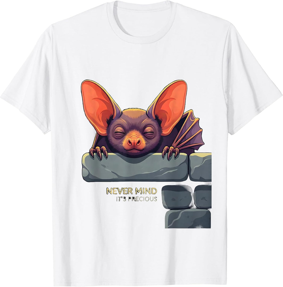 Men's Never Mind, It's Precious Vintage Bat Lover Halloween Nature T-Shirt - White