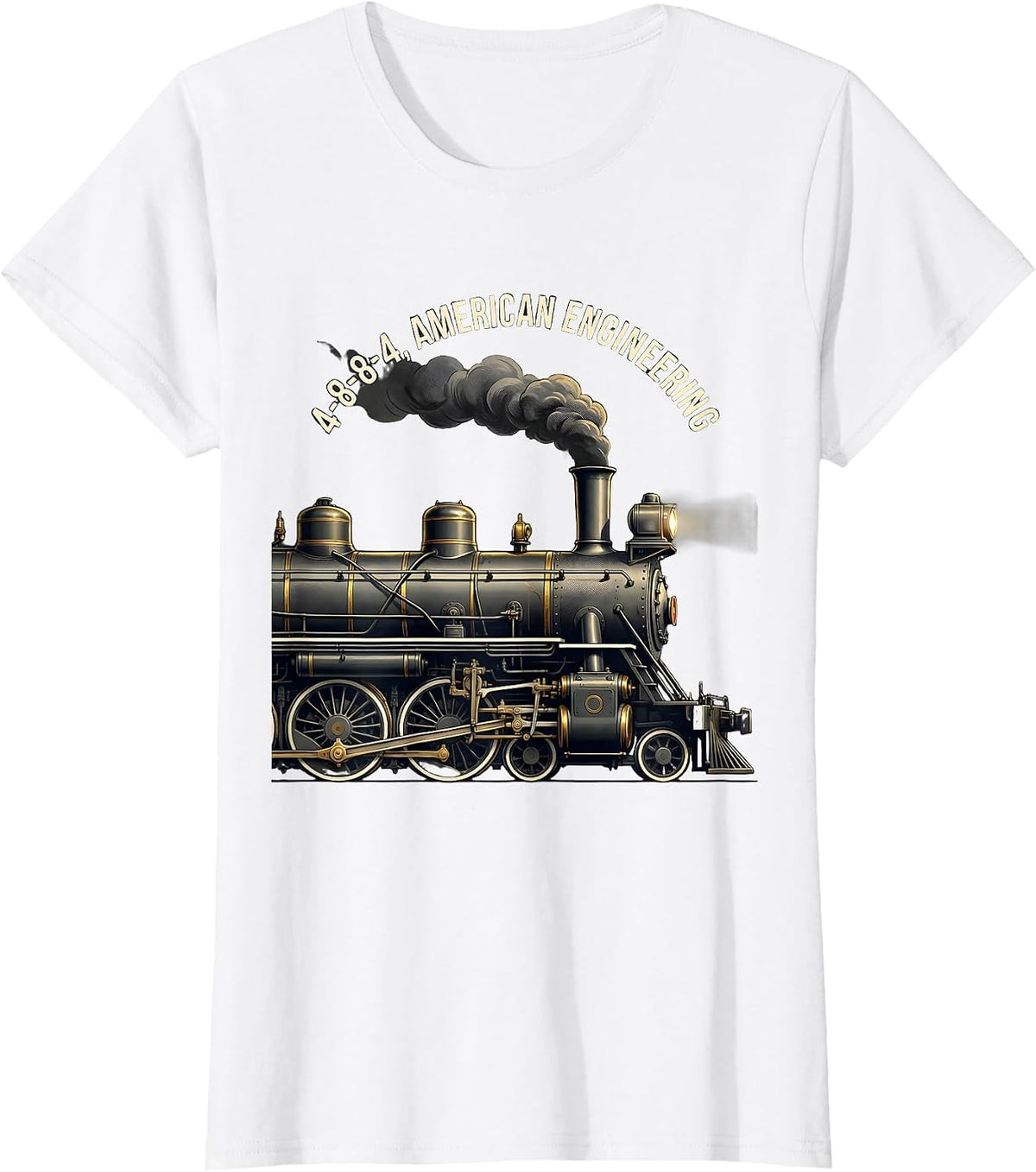 4-8-8-4 American Engineering Vintage Steam Locomotive Train T-Shirt - White
