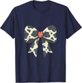 Coquette Bow Cow Print Cute Cow Lover Gift T-Shirt - Navy Blue