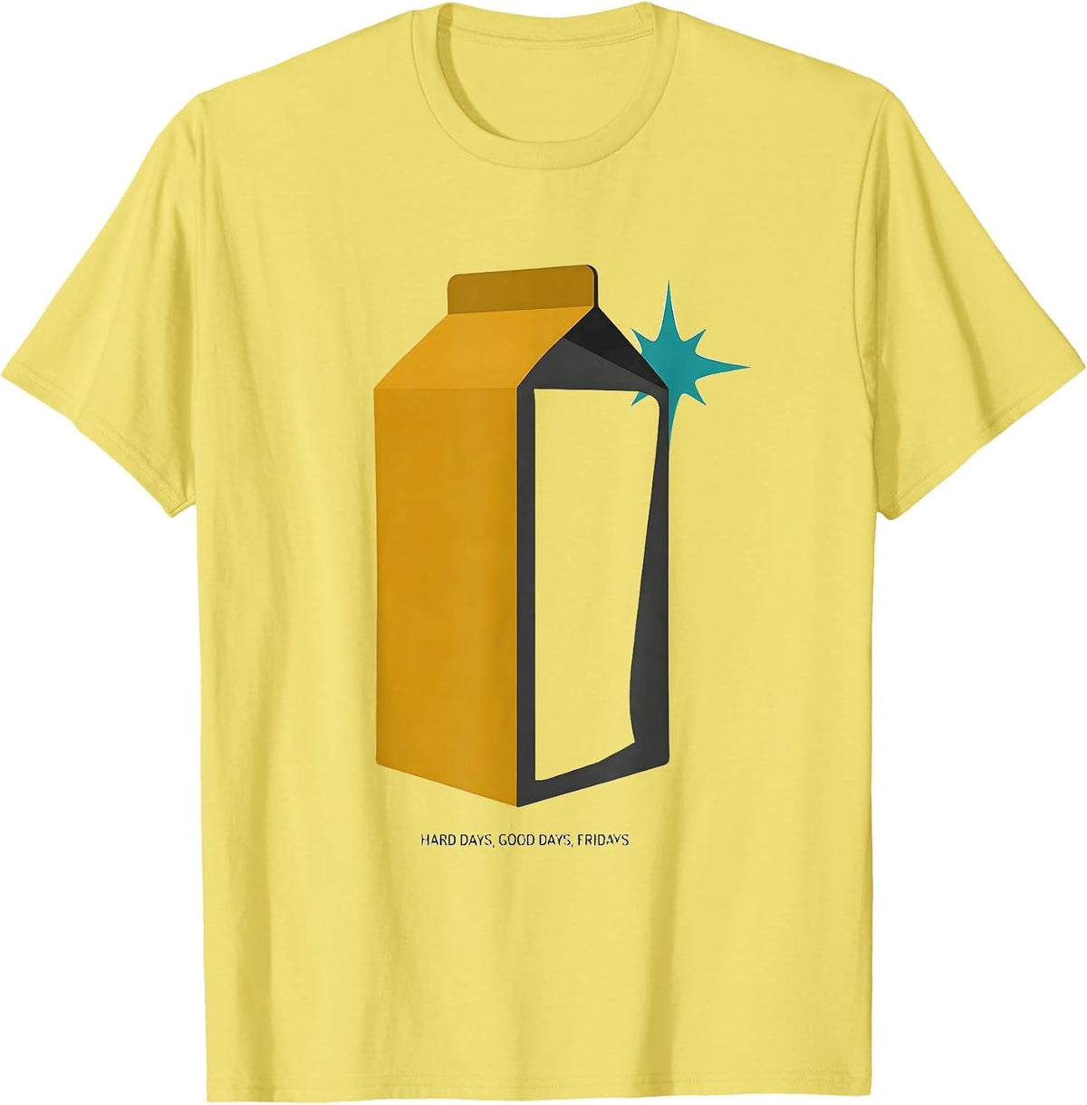 Men's Hard Days, Good Days, Fridays Playful Cafeteria Crew Lunch T-Shirt - Lemon Yellow