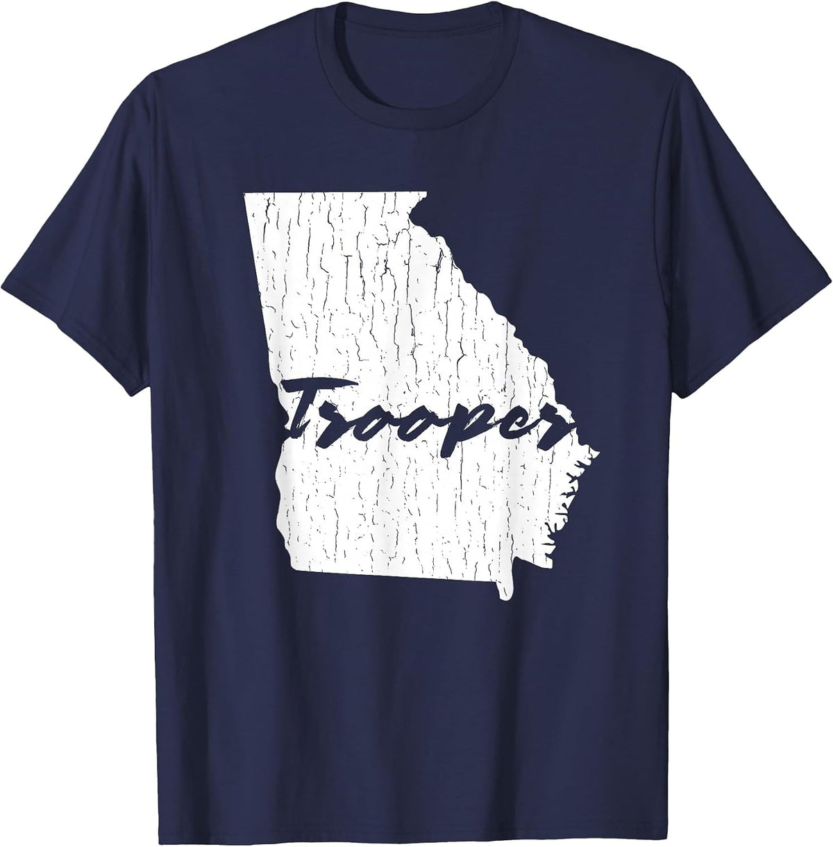 Georgia State Trooper Distressed Graphic T-Shirt T-Shirt - Navy Blue