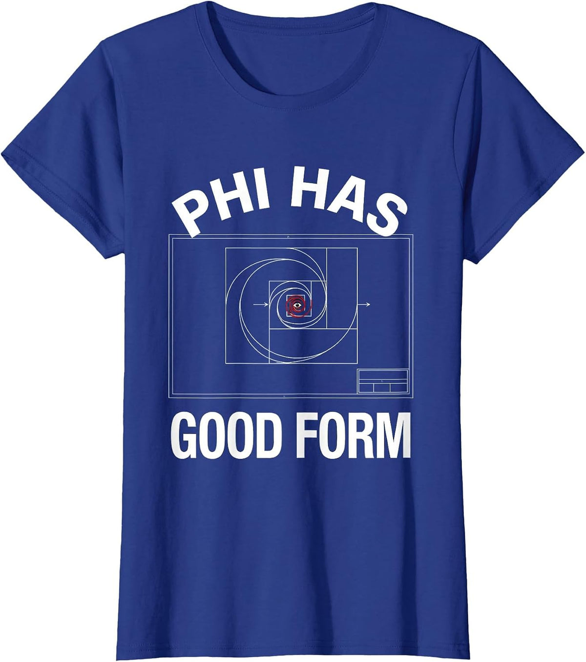 Women's Phi Has Good Form Technical Blueprint Math Sacred Geometry T-Shirt - Royal Blue