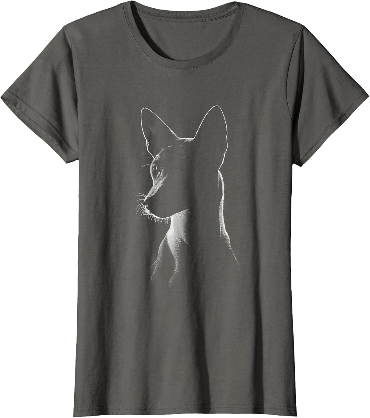 Basenji Dog Face Art Design T-Shirt - Asphalt Grey