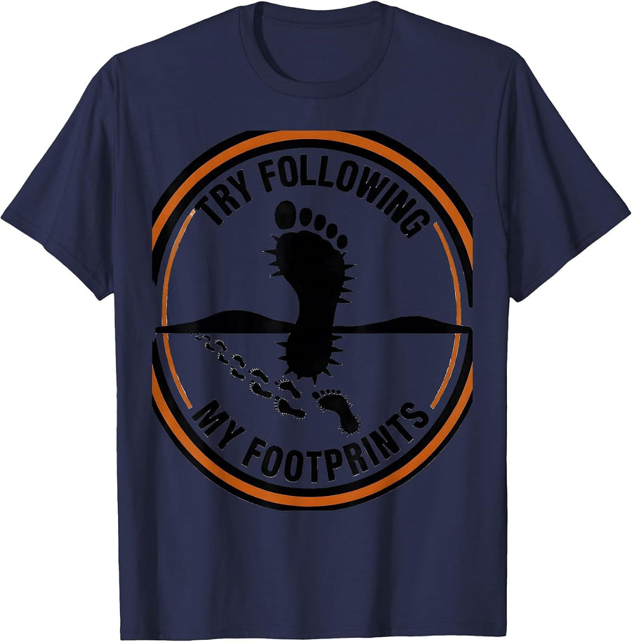 Try Following My Footprints Cross Country Running Team Gift T-Shirt - Navy Blue