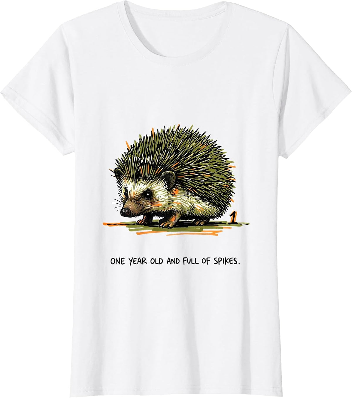 One Year Old And Full Of Spikes Playful Hedgehog First T-Shirt - White
