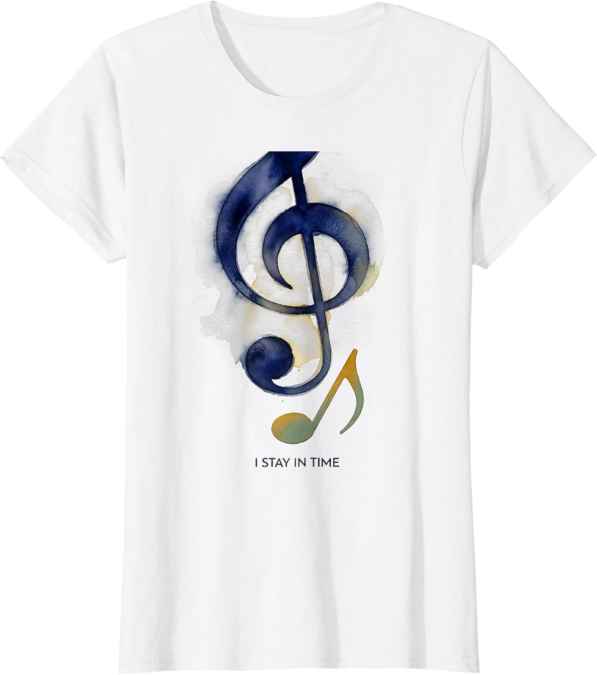 I Stay In Time Watercolor Music Lover Gift For Musicians T-Shirt - White
