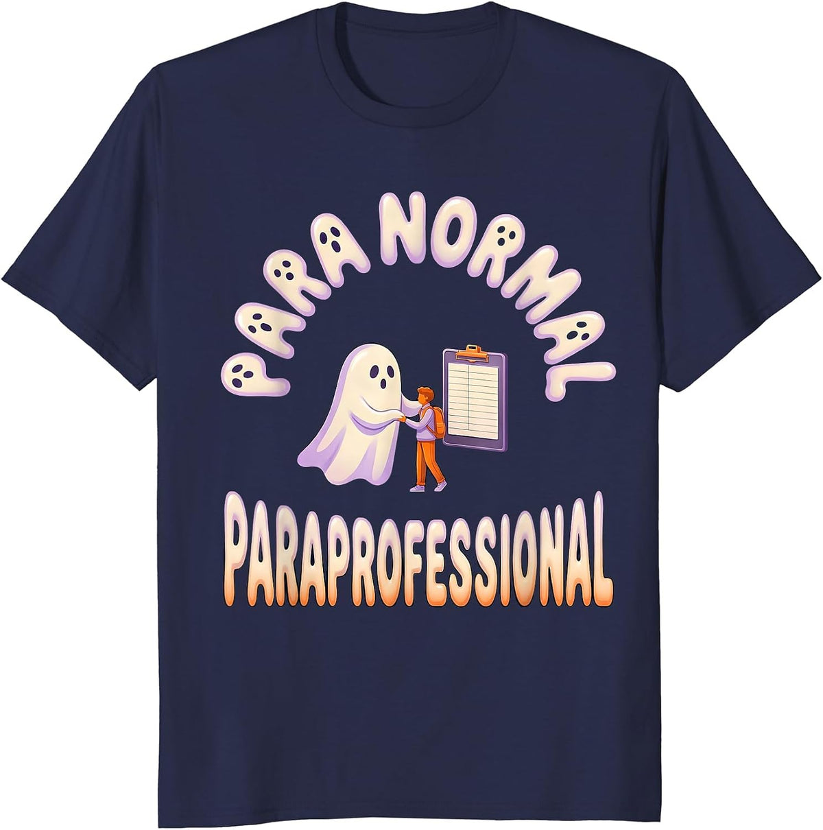 Men's Para Normal Paraprofessional Ghost SpEd Halloween Teacher T-Shirt - Navy Blue