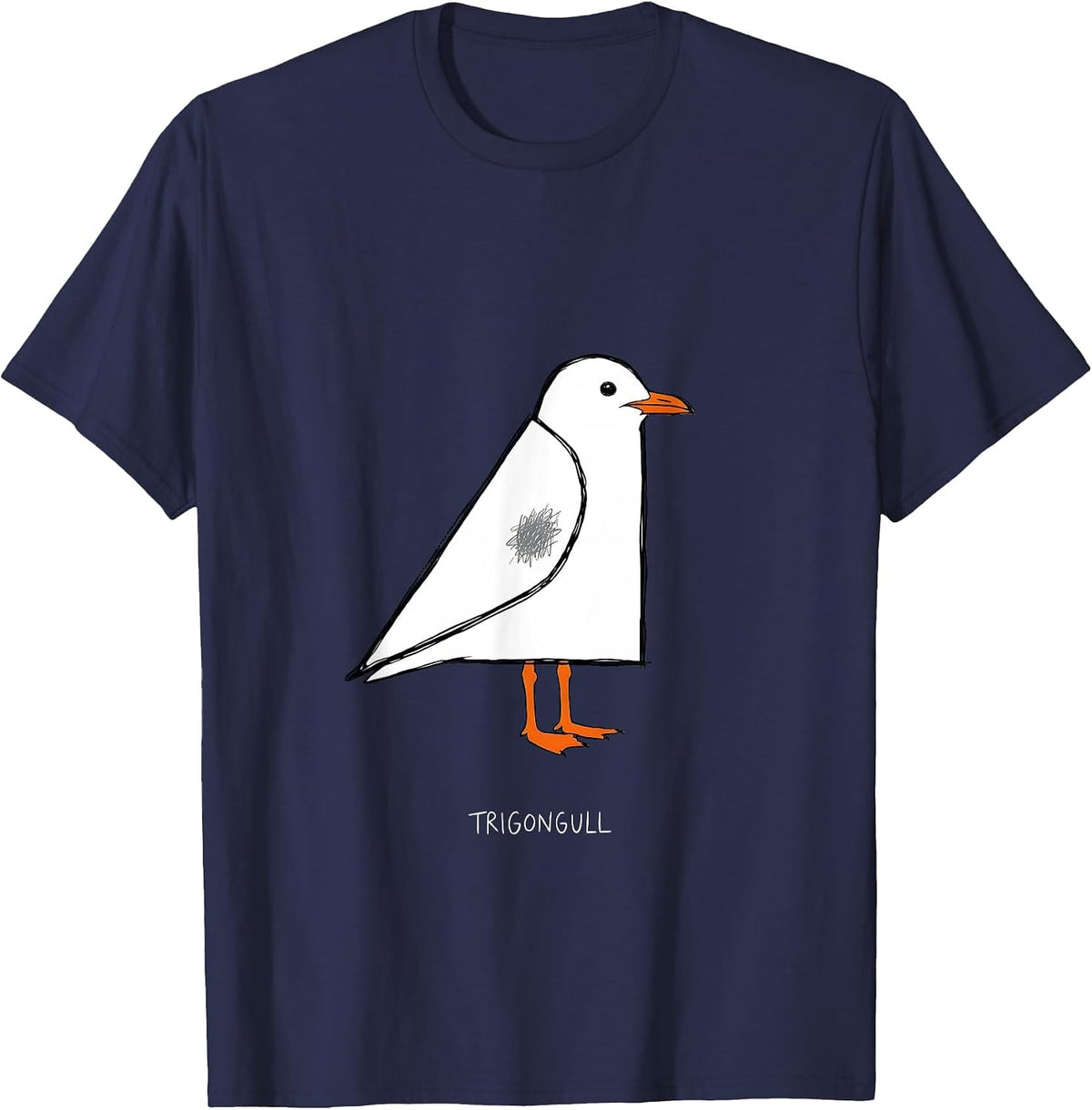 Men's TrigonGull Minimalist Math Teacher Bird Pun Funny T-Shirt - Navy Blue