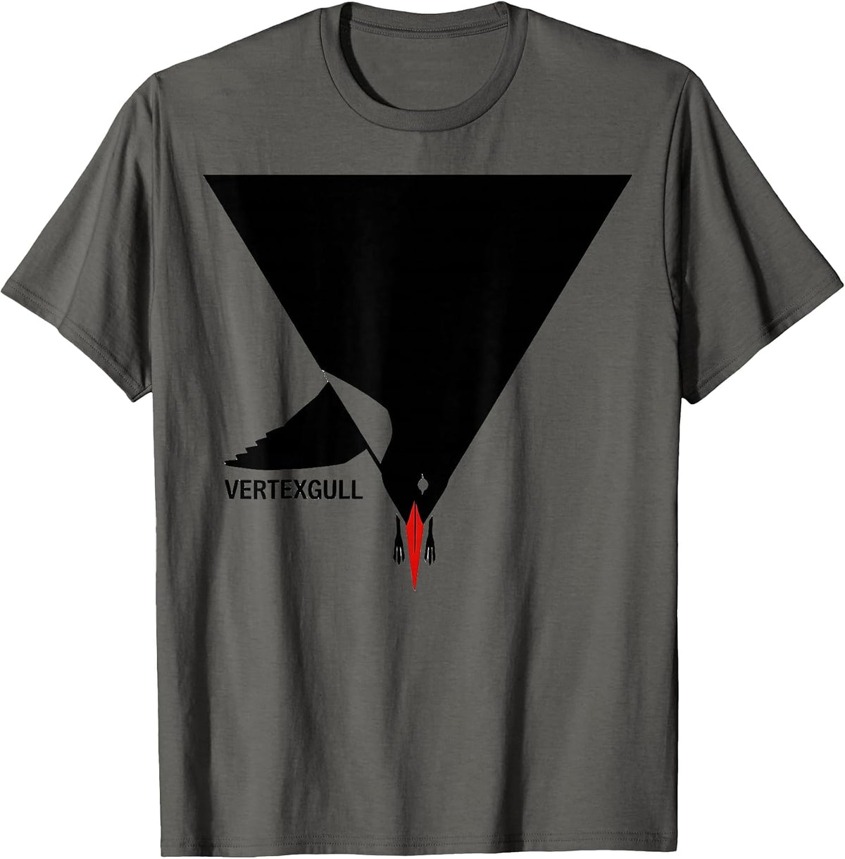 Vertexgull Funny Geometric Bird Pun Math Teacher Humor T-Shirt - Asphalt Grey