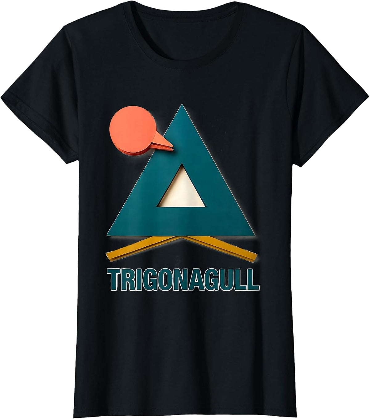 Trigonagull Funny Bird Pun Math Teacher Geometry Humor T-Shirt - Black