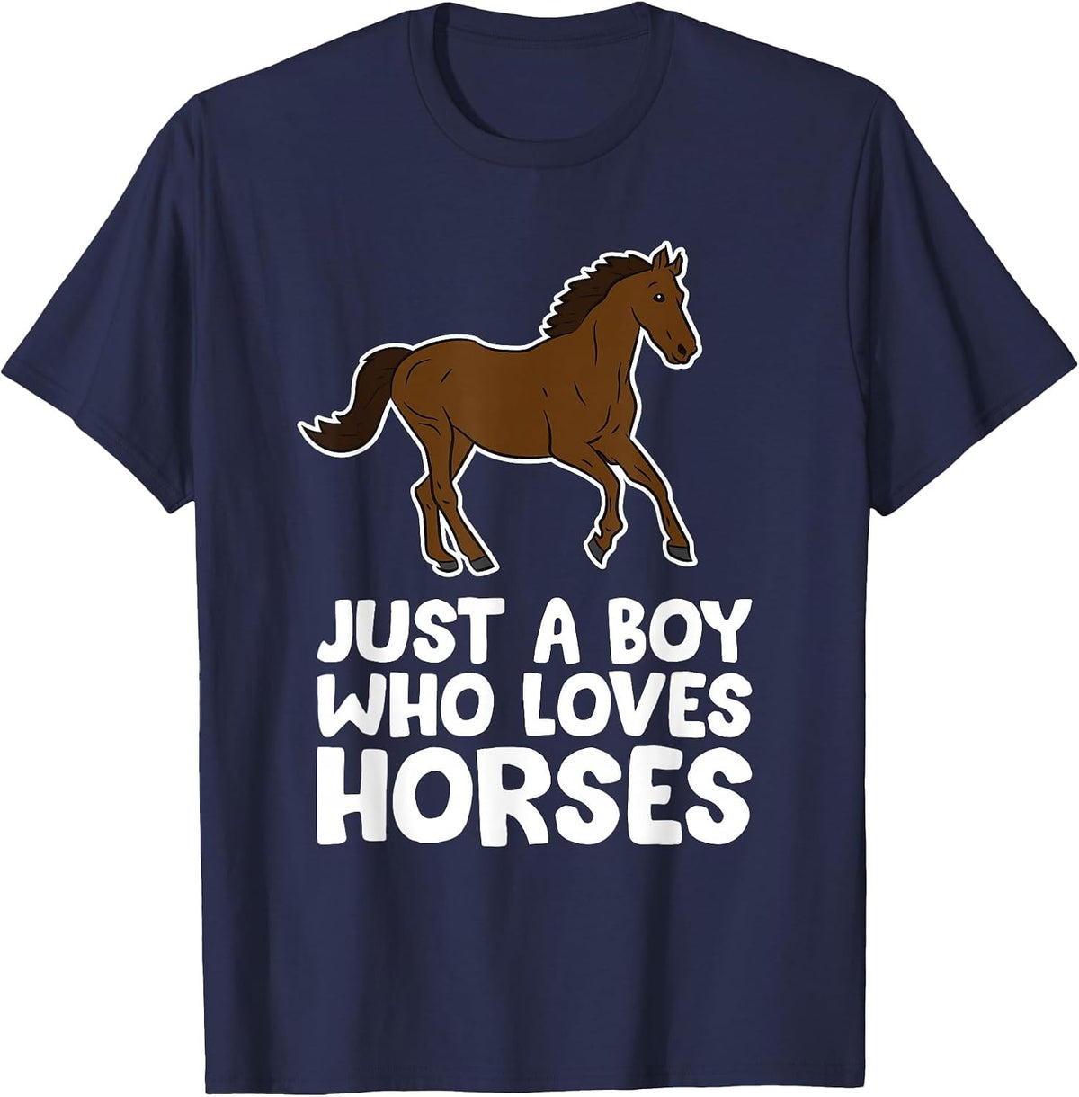 Horse Boy Just a Boy Who Loves Horses T-Shirt - Navy Blue