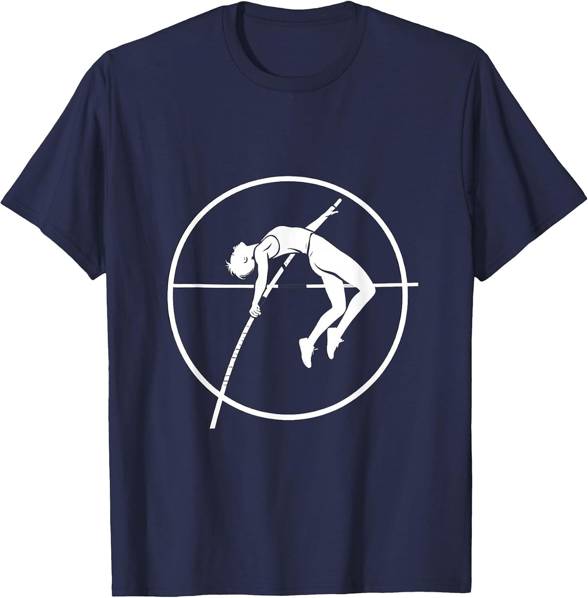Men's Pole Vaulter Arching Over Bar Athletic Graphic T-Shirt - Navy Blue