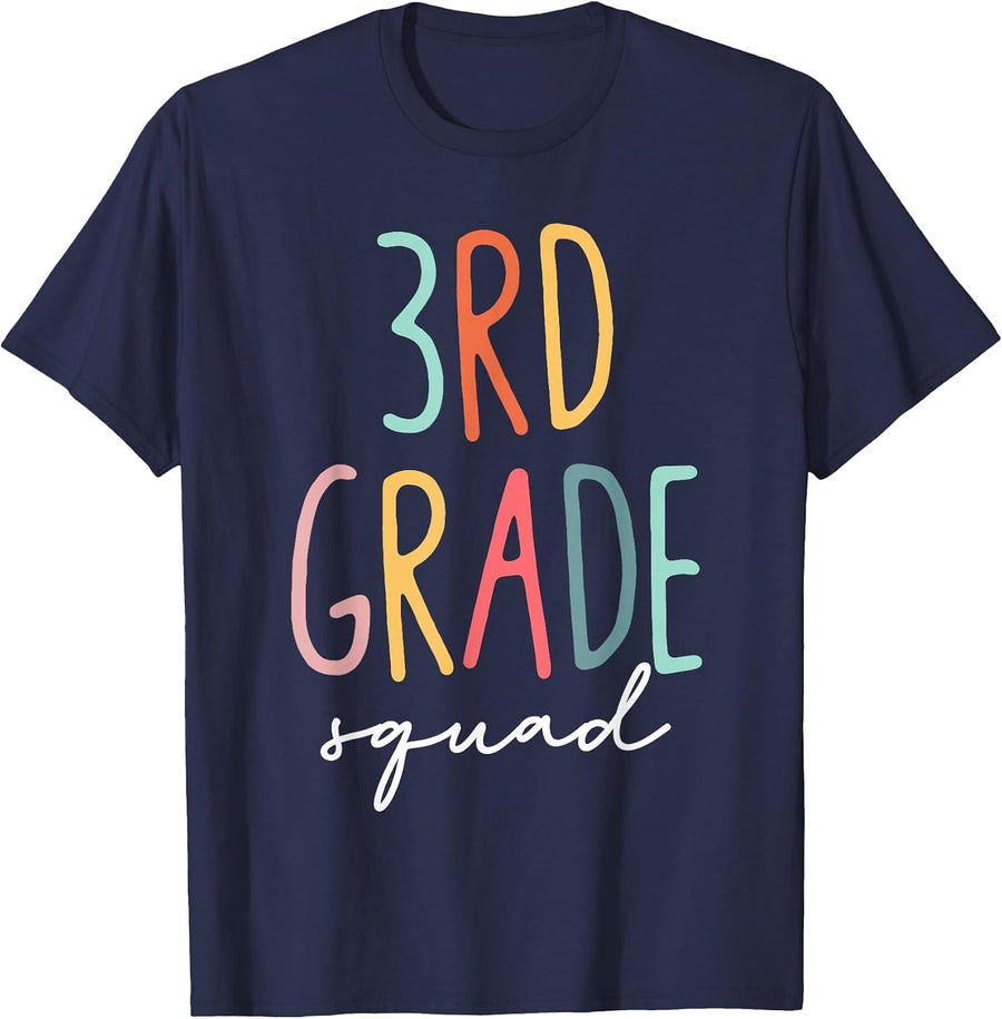 3rd Grade Squad Third Grade Teacher Crew Back to School T-Shirt - Navy Blue