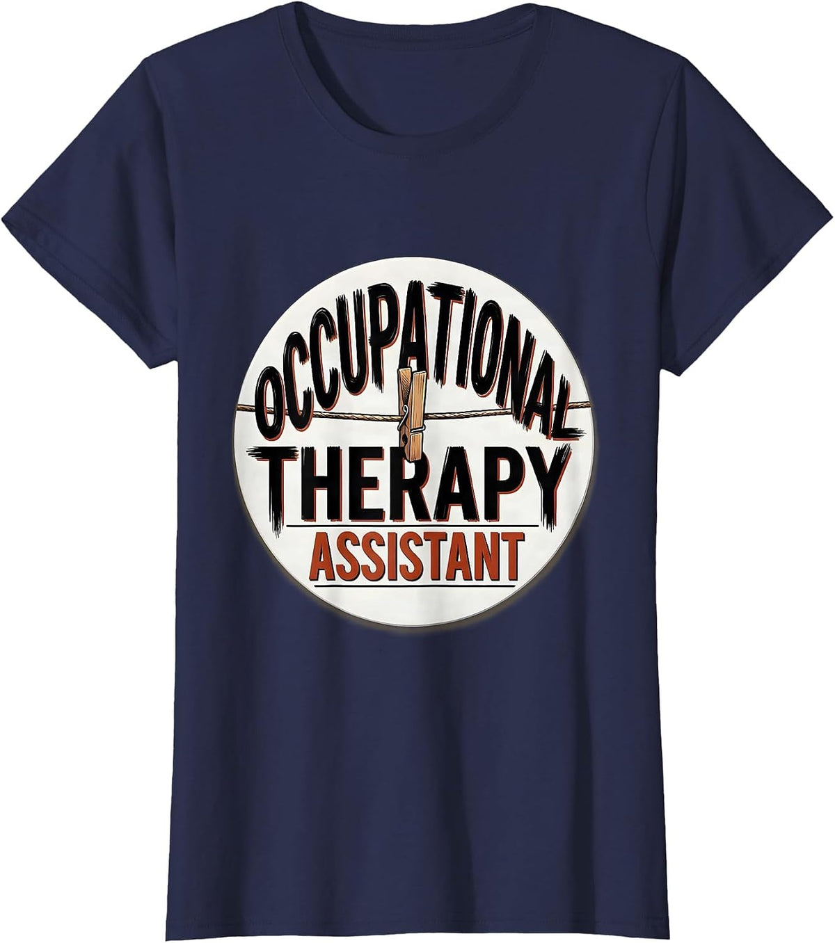 Women's Occupational Therapy Assistant Retro Showcard Badge T-Shirt - Navy Blue