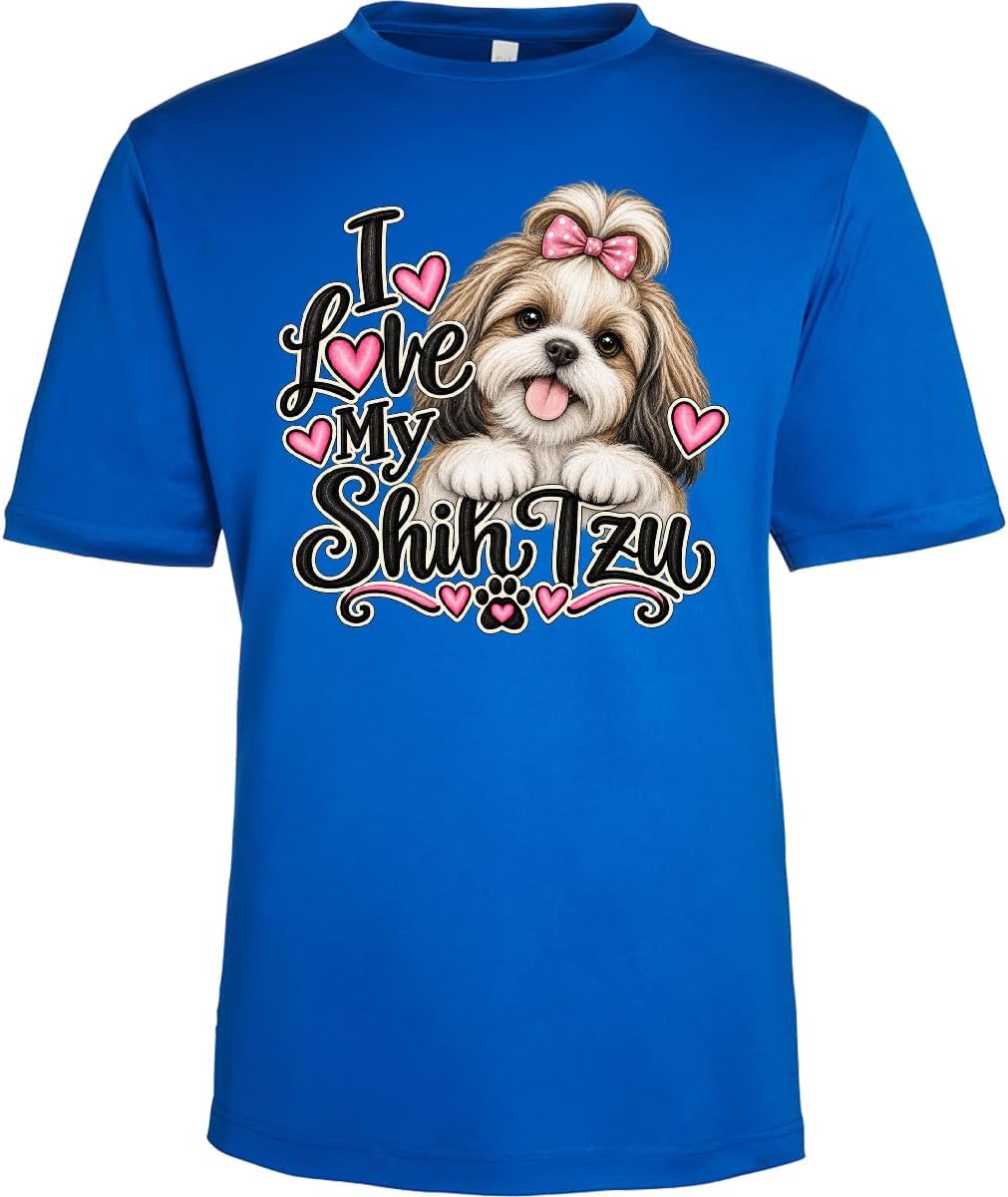 inktastic I Love My Shih Tzu Adult Performance T-Shirt - Royal Blue
