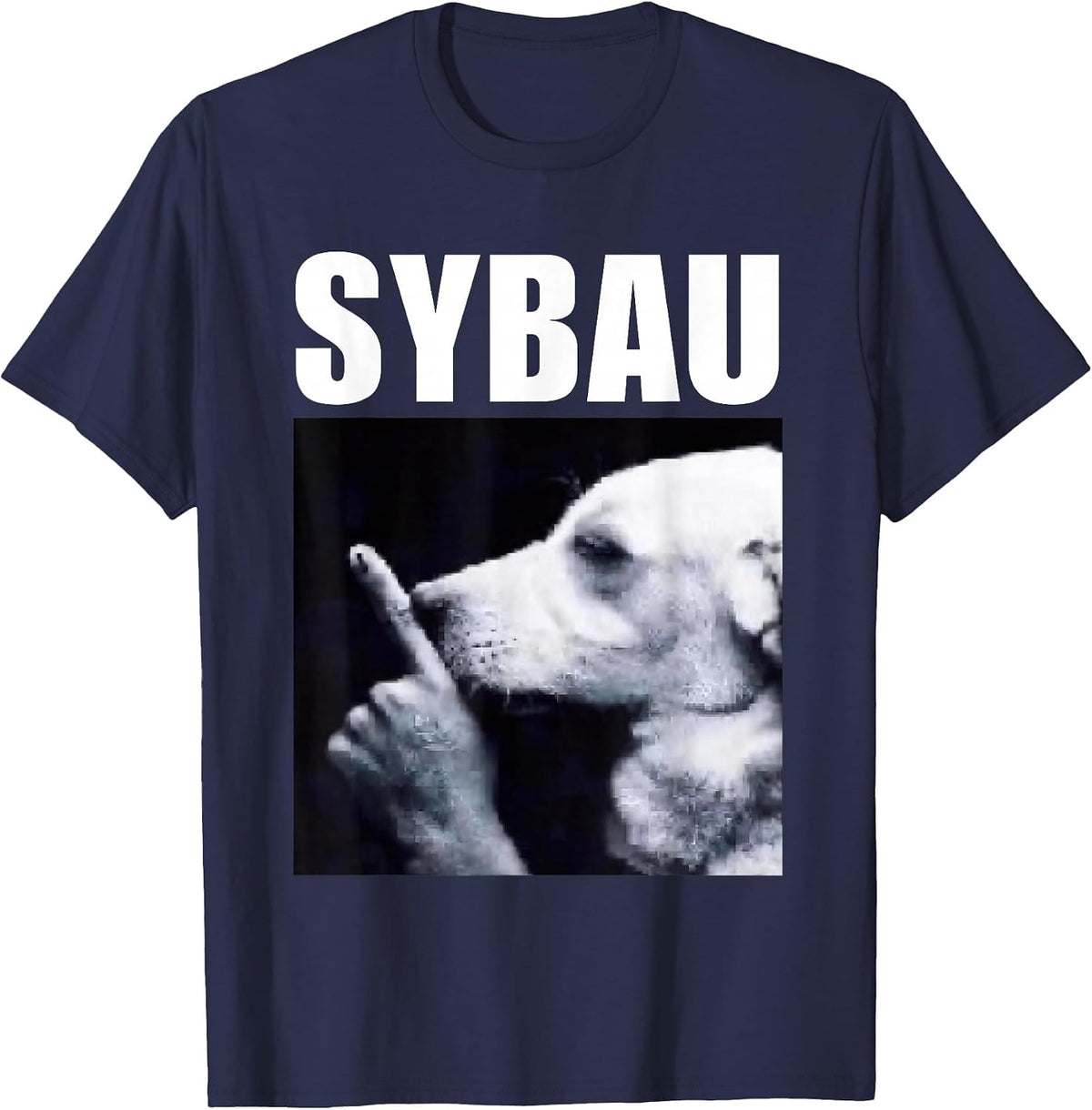 Sybau Dog Sush Meme T-Shirt - Navy Blue