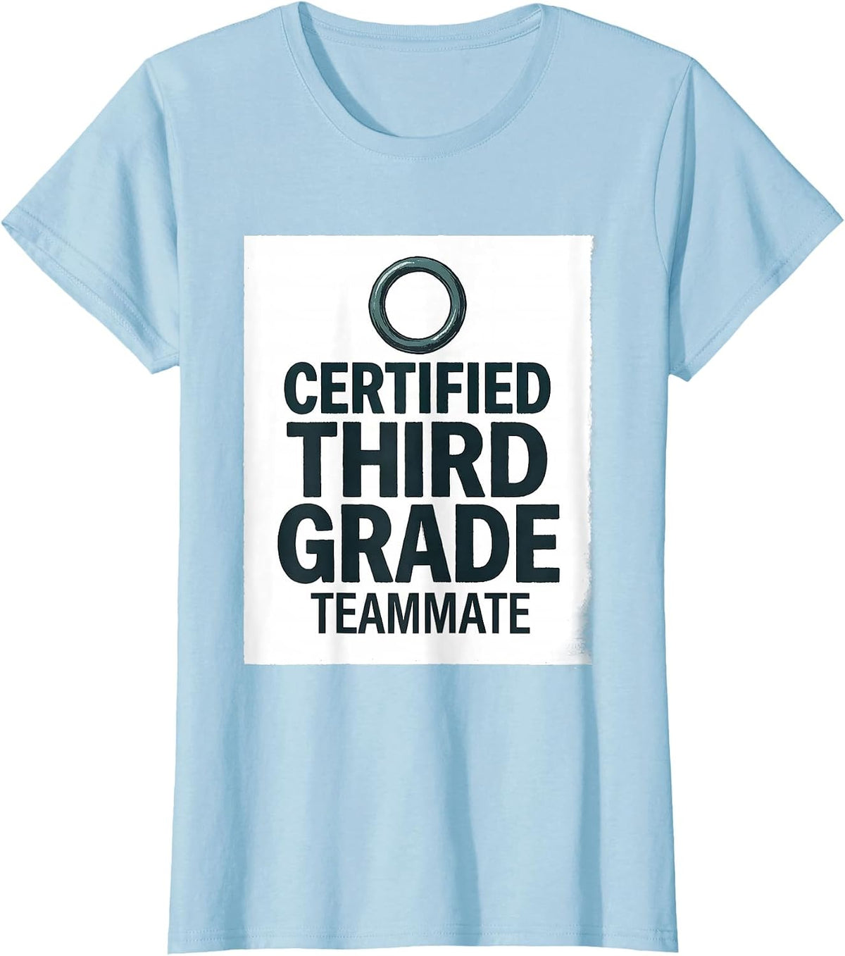 Women's Certified Third Grade Teammate Teacher Team Squad Back T-Shirt - Baby Blue