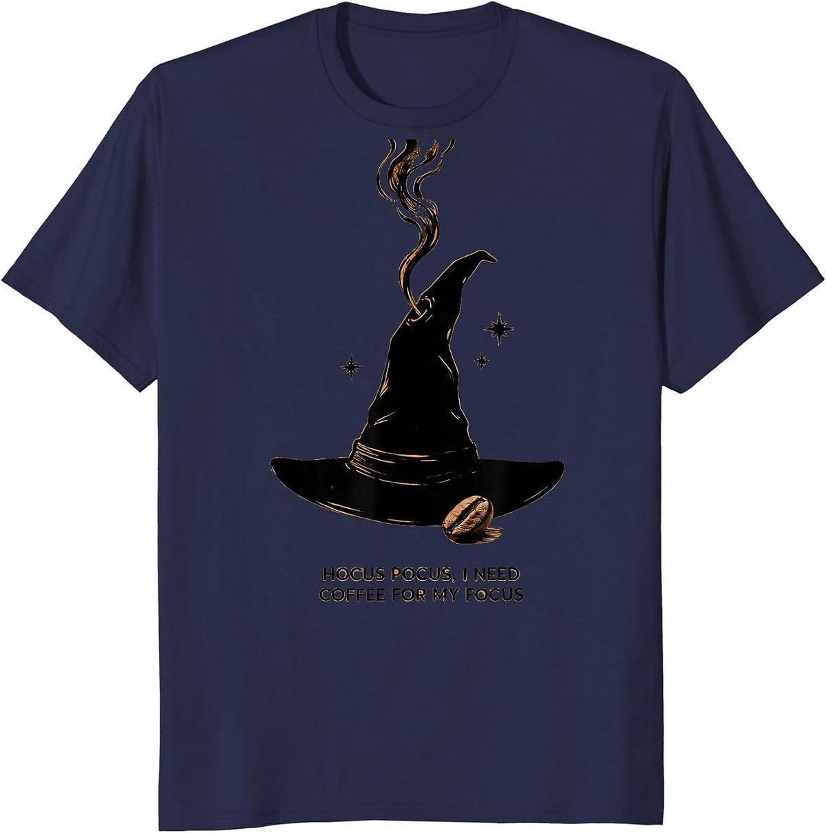Hocus Pocus I Need Coffee For My Focus Funny T-Shirt - Navy Blue