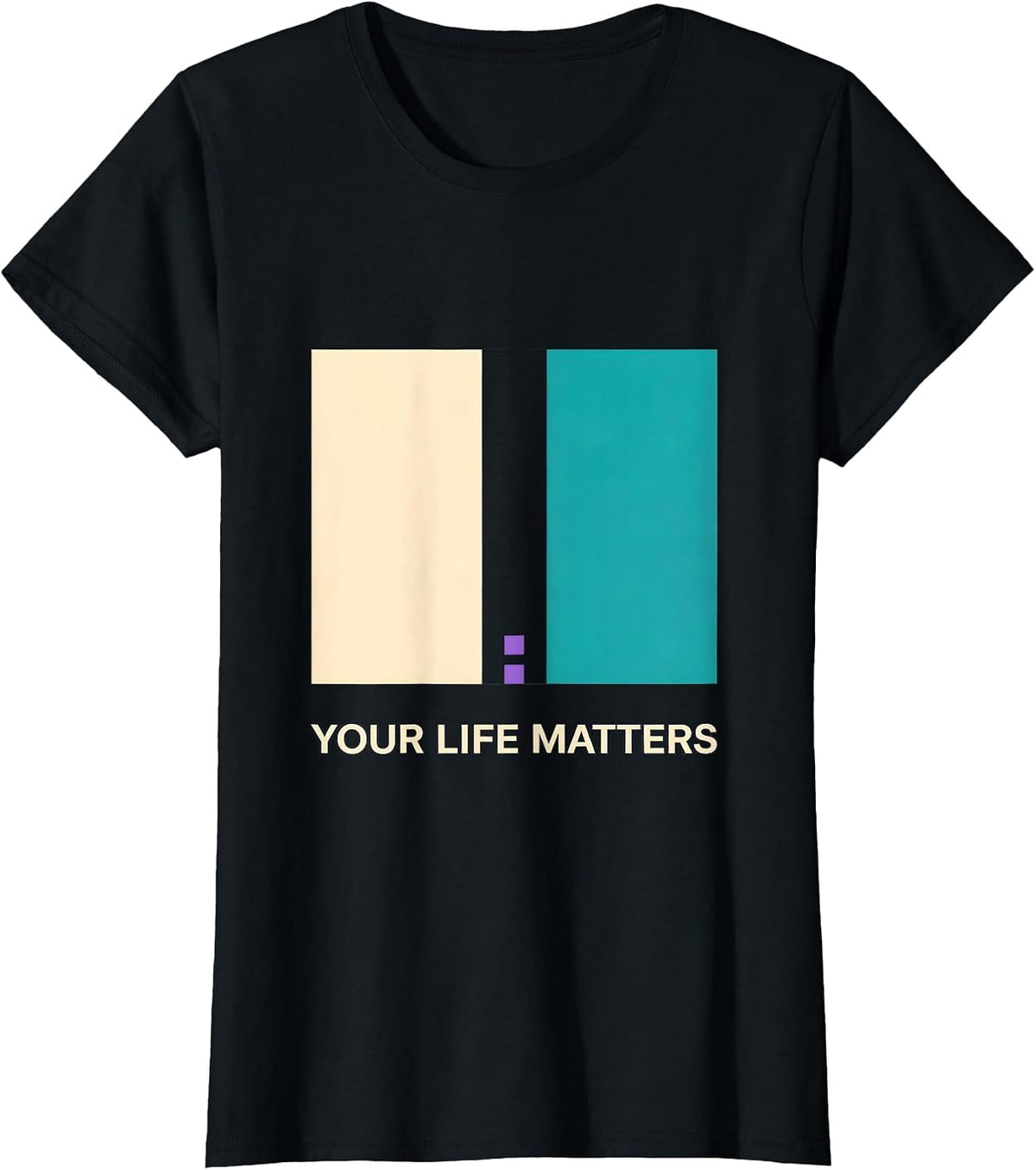 Your Life Matters Semicolon Mental Health Awareness Support T-Shirt - Black