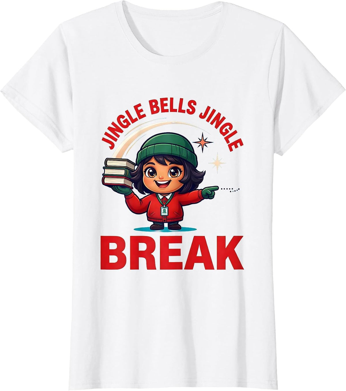 JINGLE BELLS JINGLE BREAK Funny School Staff Christmas T-Shirt - White