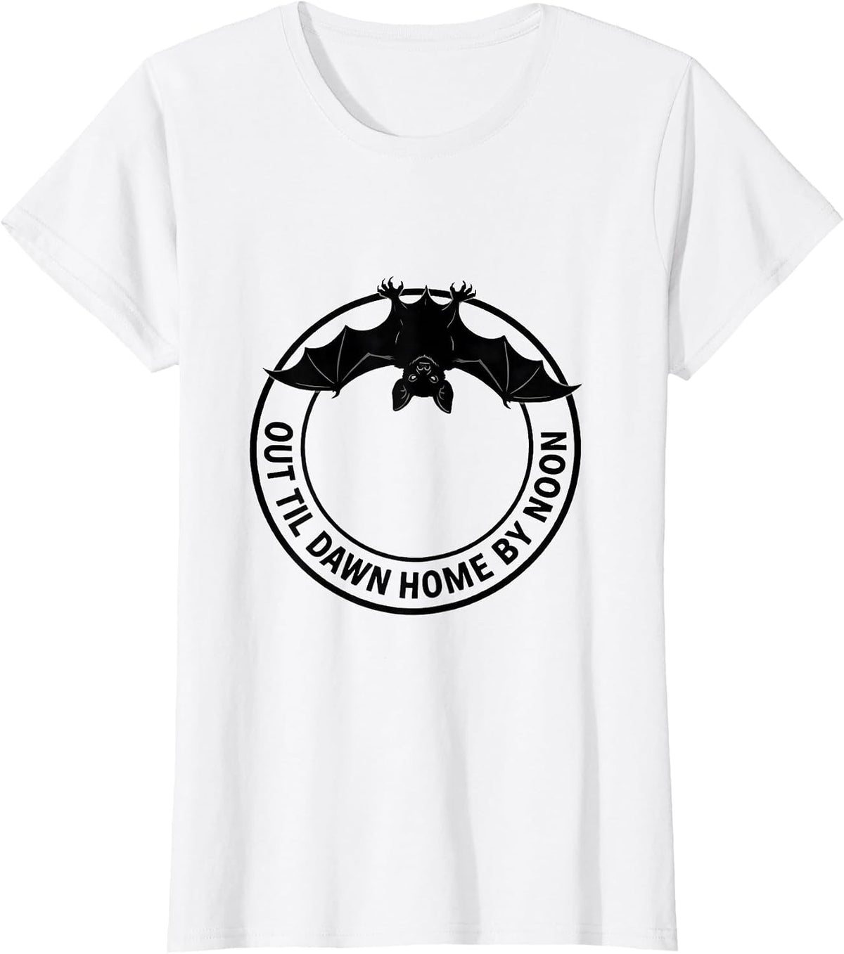 Out Til Dawn Home By Noon Minimalist Bat Lover Gift T-Shirt - White