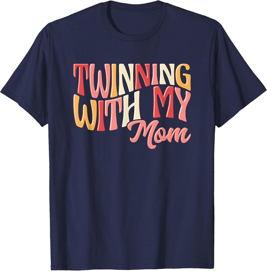 Twin Matching Best Friends BFF Twinning with My Mom T-Shirt - Navy Blue