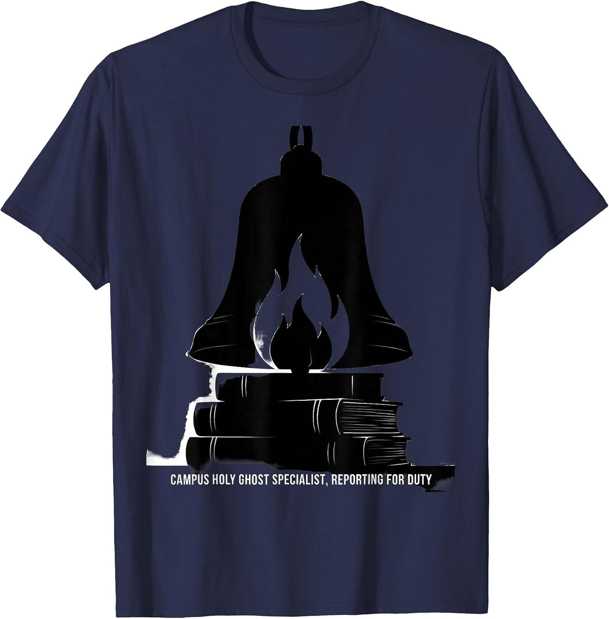 Men's Campus Holy Ghost Specialist, Reporting For Duty Spooky T-Shirt - Navy Blue