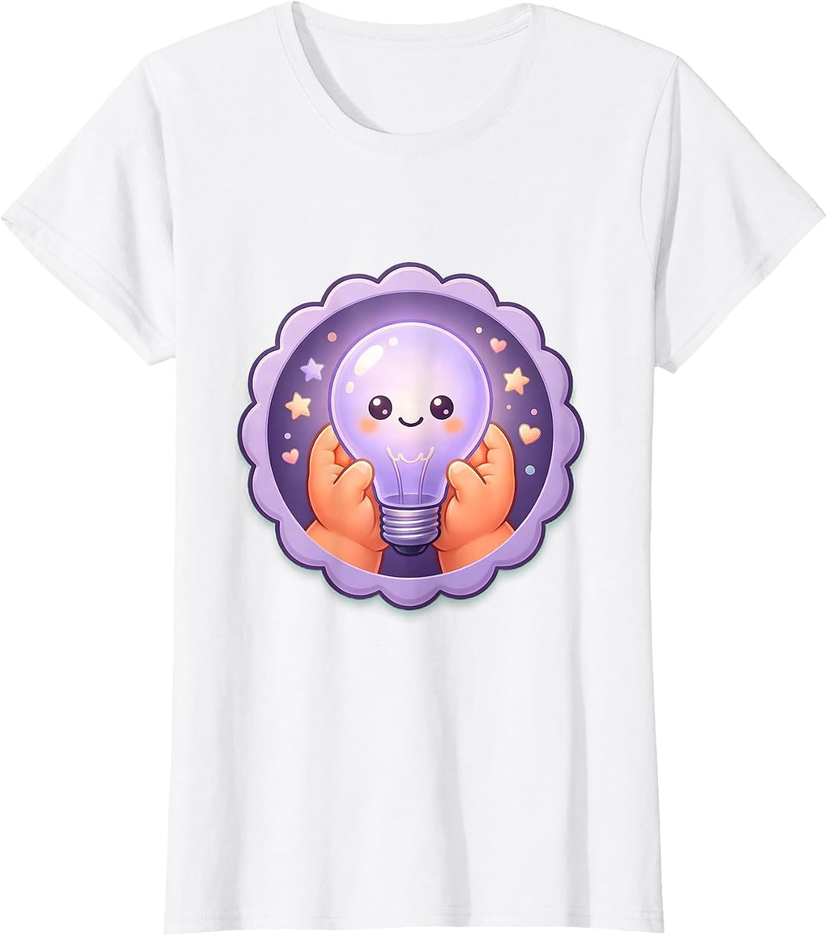 Sped Teacher Glowing Lightbulb Hands Graphic T-Shirt - White